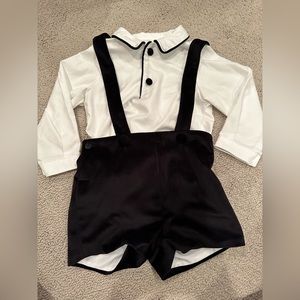 Foque black velvet with white shirt suspender shorts outfit boys 3t 36 months